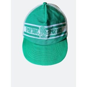 Vintage Spartans Mesh Trucker Hat Green & White One Size Fits 6 7/8 - 7 3/4 Snap